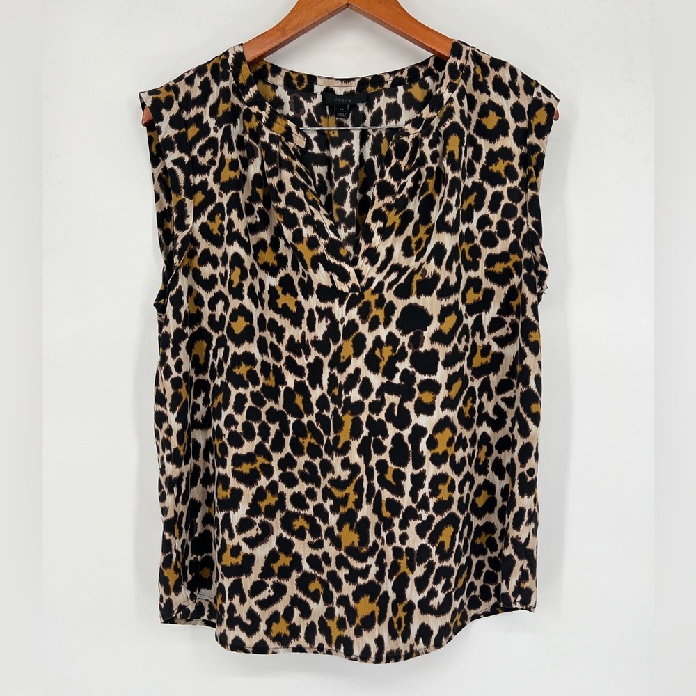 J. Crew Silk Animal Print Sleeveless Blouse Size 14‎